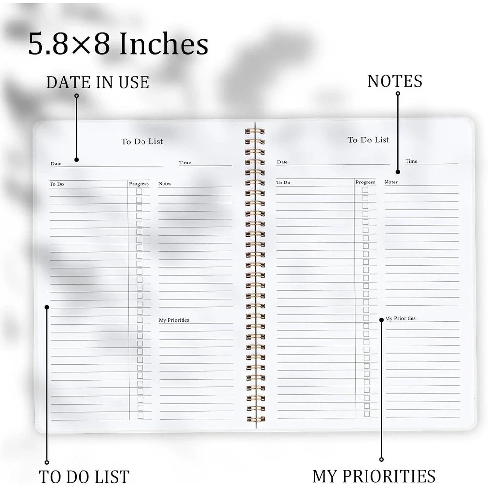 Undated Daily Planner 5.8x8 – To-Do Notebook w/ Priorities & Notes (2-pack)